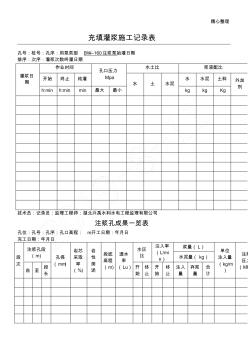 充填灌漿施工記錄表格模板