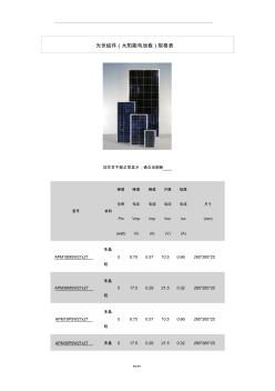 光伏组件(太阳能电池板)规格表