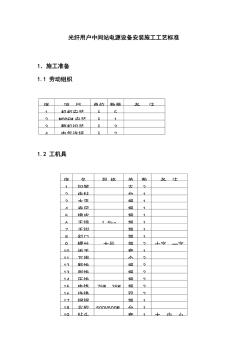 光纤用户中间站电源设备安装施工工艺标准