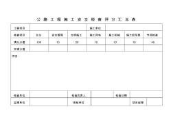 公路工程施工安全檢查評分匯總表