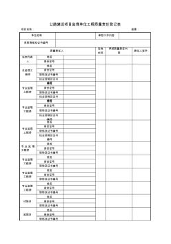 公路建設(shè)項目監(jiān)理單位工程質(zhì)量責(zé)任登記表