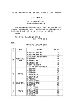 关于公布《特种设备作业人员作业种类与项目》目录的公告(2011年第95号)