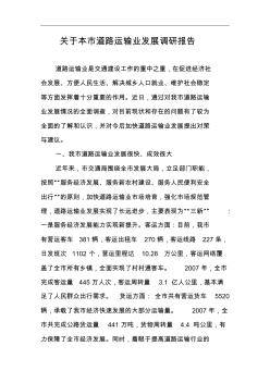 关于本市道路运输业发展调研报告