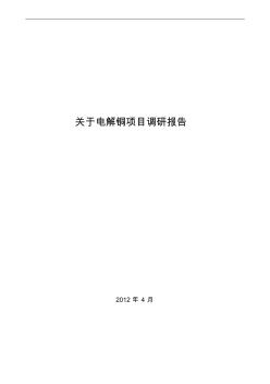 关于电解铜项目调研报告4.10