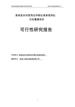 农村信用合作联社灾后重建项目可行性研究报告