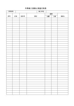 冬季施工混凝土測(cè)溫記錄表