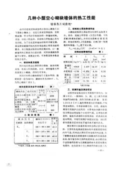 幾種小型空心砌塊墻體的熱工性能