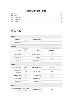 几种常见挖掘机参数解析