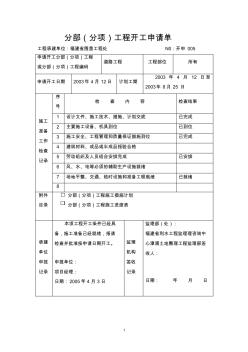 分部(分项)工程开工申请单005道路