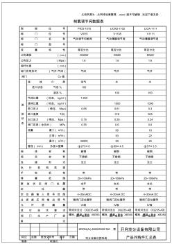 制氧調(diào)節(jié)閥數(shù)據(jù)表