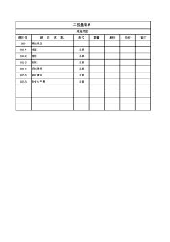 劳务分包合同工程量清单