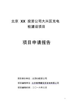 北京XX投资公司大兴区充电桩建设项目申请报告