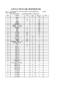 北京市2013年5月公路工程材料指导价格