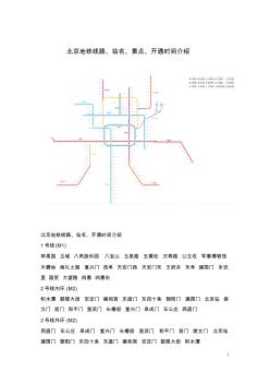 北京市地铁线路、站名、景点、通车时间介绍