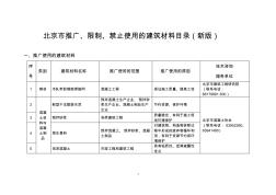 北京市推广、限制、禁止使用的建筑材料目录