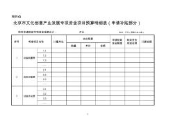 北京市文化创意产业发展专项资金项目预算明细表(申请补贴部分)