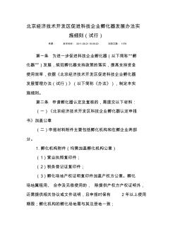 北京经济技术开发区促进科技企业孵化器发展办法实施细则(试行)