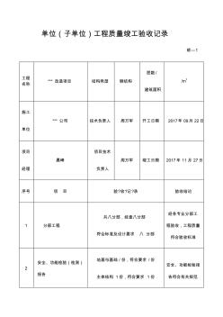 單位子單位工程安全的功能檢驗資料核查及主要功能抽查記錄