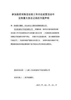 参加政府采购活动前三年内在经营活动中没有重大违法记录的书面声明