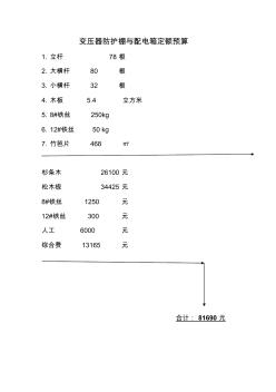 变压器防护棚清单