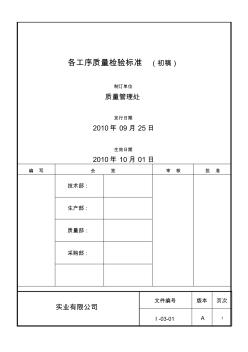 各工序质量检验标准