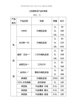 各种品牌油漆及其辅材价格产品真假鉴别施工事项样本