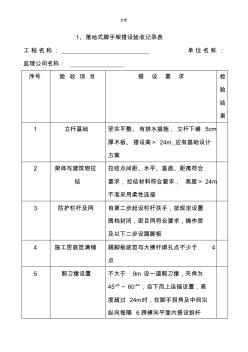 各种脚手架验收记录表