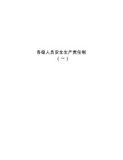 各级人员、各部门安全生产责任制