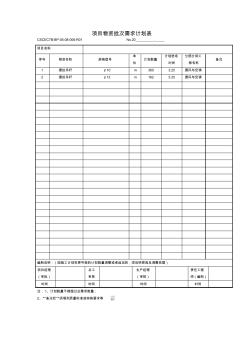 吊杆材料计划