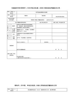 吊车梁单轨及轨道安装工程检验批质量验收记录课件