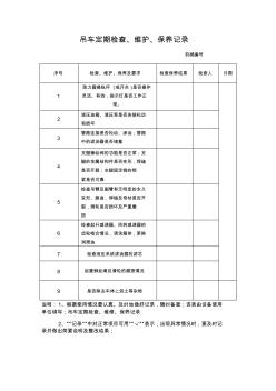 吊车维修检查记录表