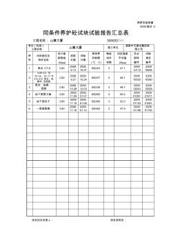 同條件養(yǎng)護砼試塊試驗報告匯總表