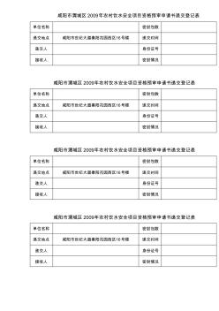 咸阳市渭城区2009年农村饮水安全项目资格预审申请书递交登记表