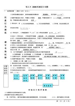 哈工大機(jī)械設(shè)計(jì)試題2006