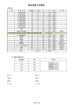 商混混凝土结算单