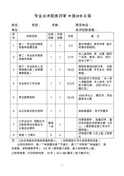 四川技术中级职称评审表