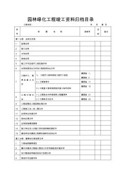 园林绿化工程竣工资料归档目录