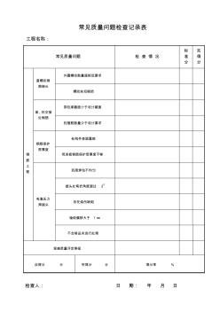 土建常见质量问题检查记录表