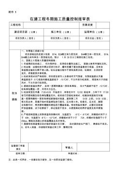 在建工程冬期施工质量控制报审表