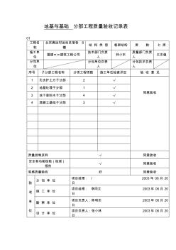 地基与基础分部工程质量验收记录表