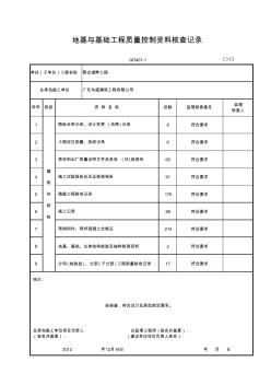 地基与基础工程质量控制资料核查记录