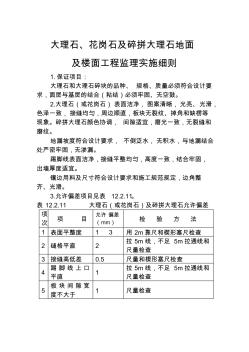 地面及樓面粘貼大理石、花崗巖監(jiān)理實施細則