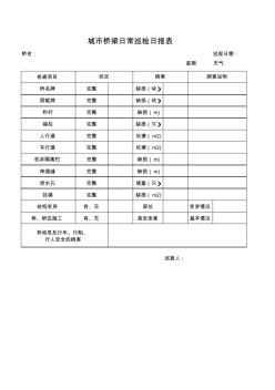 城市橋梁日常巡檢日報表