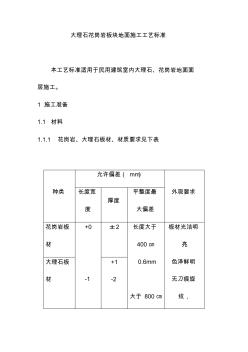 大理石花崗巖板塊地面施工工藝標(biāo)準(zhǔn)