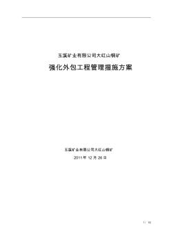 大红山铜矿强化外包工程管理措施方案