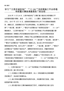学习“江西丰城发电厂“11_24”冷却塔施工平台坍塌特别重大事故调查报告”的总结
