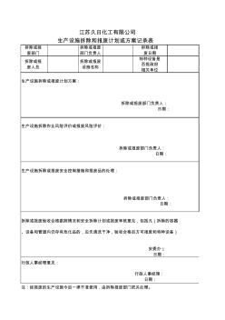 安全、生產設施拆除、報廢計劃或方案記錄表與拆除現場檢查表