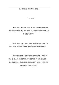 安全技术措施计划的项目总名称表1