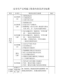 安全生产文明施工检查内容及评分标准