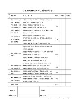 安全生产责任制考核表 (9)